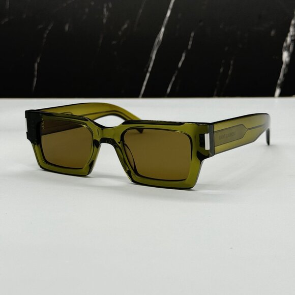 NEW SL572 005 SAINT LAURENT GREEN SQUARE SUNGLASSES SL 572 005 UNISEX EYEWEAR - Picture 3 of 11